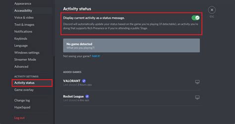 discord activity status extension